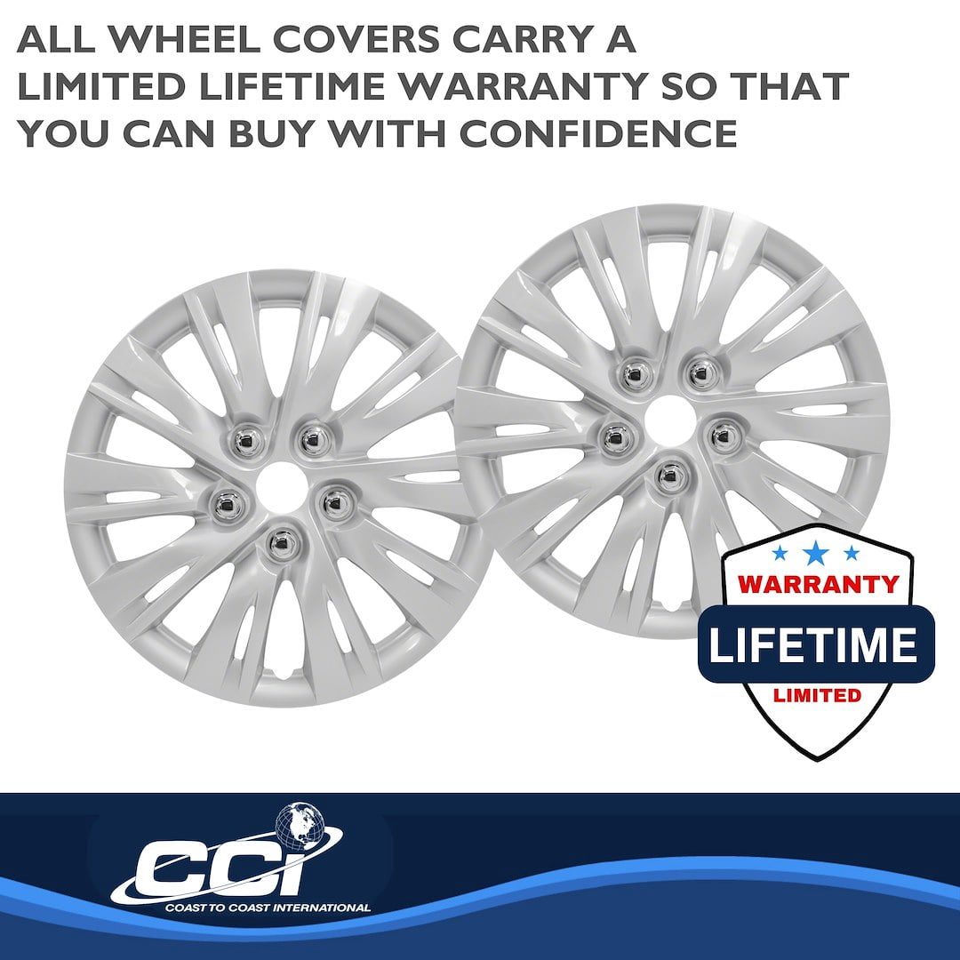 Coast to Coast International 15" Wheel Covers Plastic Gloss Painted Silver, 4 Pack