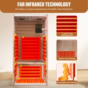 OUTEXER 1-Person Home Sauna, 1495W Dry FAR Infrared Sauna Room Indoor with Low EMF, Bluetooth Speakers & Color Lighting for Gym or Home