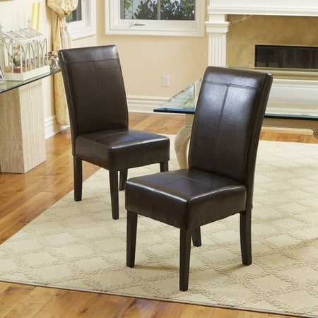 Stitched Bonded Leather Christopher Knight Home T-stitch Chocolate Brown Bonded Leather Dining Chair (Set of 4) by ()