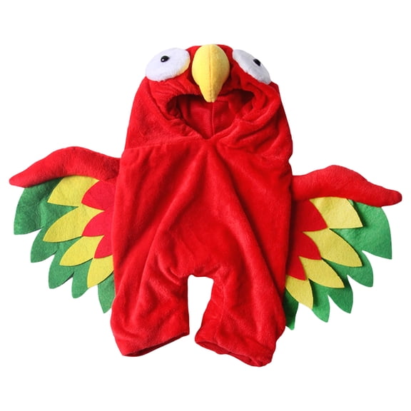 Parrot Pet Halloween Cosplay Costume Hooded Dress‑up Outfit with 3D Colorful Wings Soft Holiday Apparel for Dogs and Cats Thanksgiving Day Party Photo Prop
