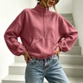 thumbnail image 5 of Hurxie Womens Half Zip Pullover Sweatshirt Long Sleeve Quarter Zip Sweatshirts Mock Neck Soft Casual Fall Sweatshirts, Daily Wear, 5 of 7
