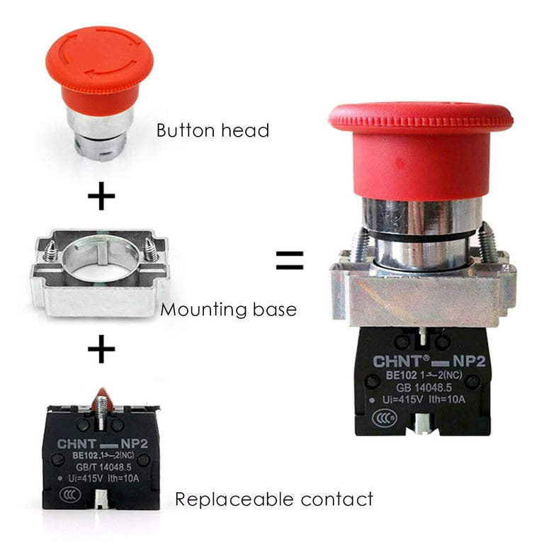 Sensitive XB2-BS542C Red 22mm Mushroom Head Push Button Switch