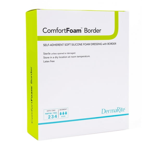 ComfortFoam Border Foam Dressing 6 x 8" Rectangle Polyurethane Foam 43680 5 per Box