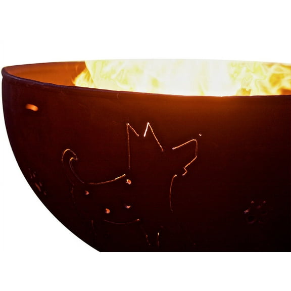 Fire Pit Art FD-Match Lit - NG 24 x 36 in. 200K BTU Funky Dog Penta Fire Pit, Iron Oxide Patina - Match Lit - Natural Gas