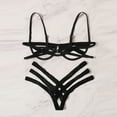 thumbnail image 4 of Fashion Lace Steel Ring Garter Sleepwear Pajamas Underwear Set, M, Black, 4 of 7