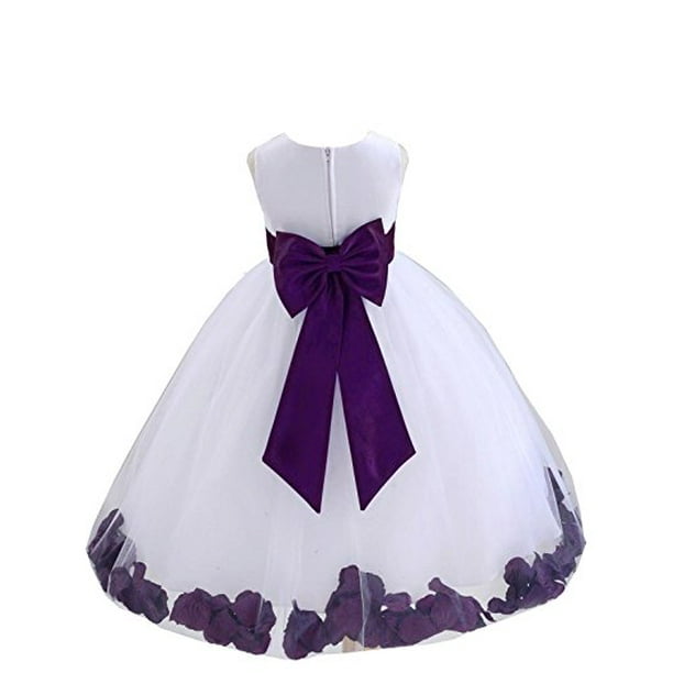 Ekidsbridal Ekidsbridal White Tulle Rose Petals Flower Girl Dresses