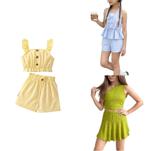 Antinious Toddler Girls Stripe Sleeveless Tank Tops Flowy Versatile V-Neck Outfits