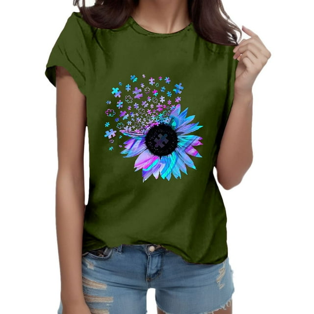 T-Shirt Ample Blouse Tee-Shirts pour Femmes Hauts Imprimés Manches Compression Chemises Femmes Manches Longues Lettre Femmes Col Rond sous-Vêtements Manches Longues pour Femmes Court Blouse