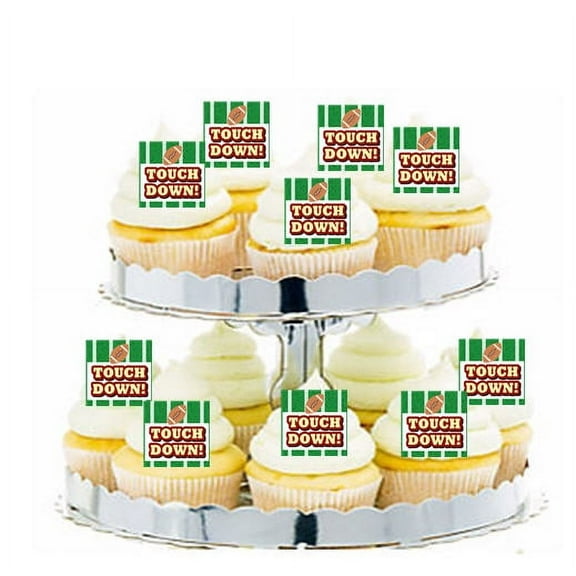 24pk Football Touch Down Edible Cupcake Decoration Toppers / Picks