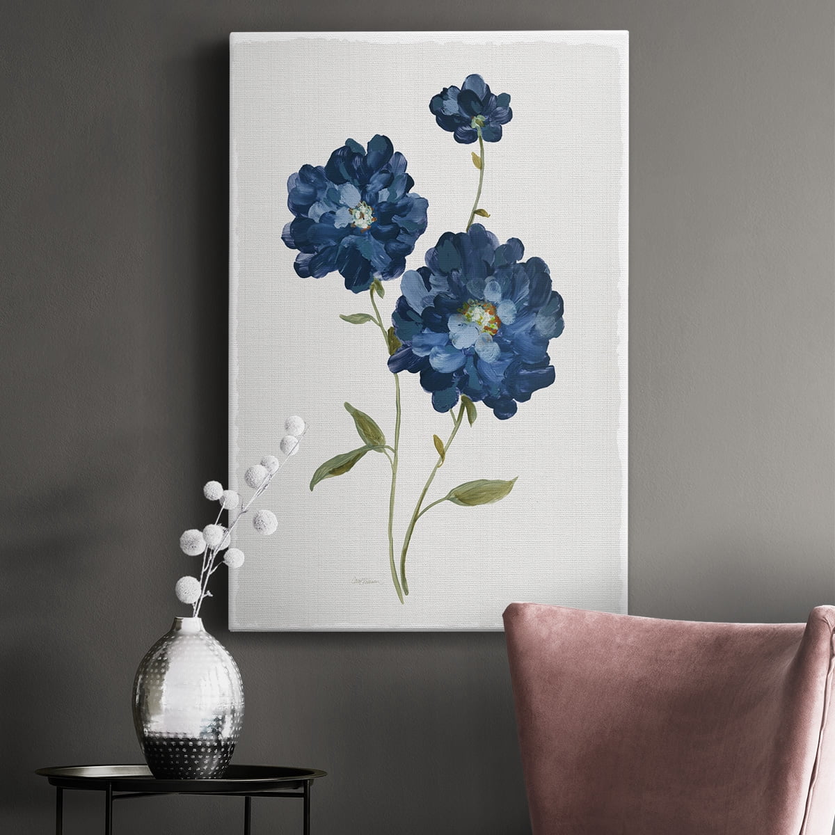 Blue Mums Premium Gallery Wrapped Canvas - Ready to Hang