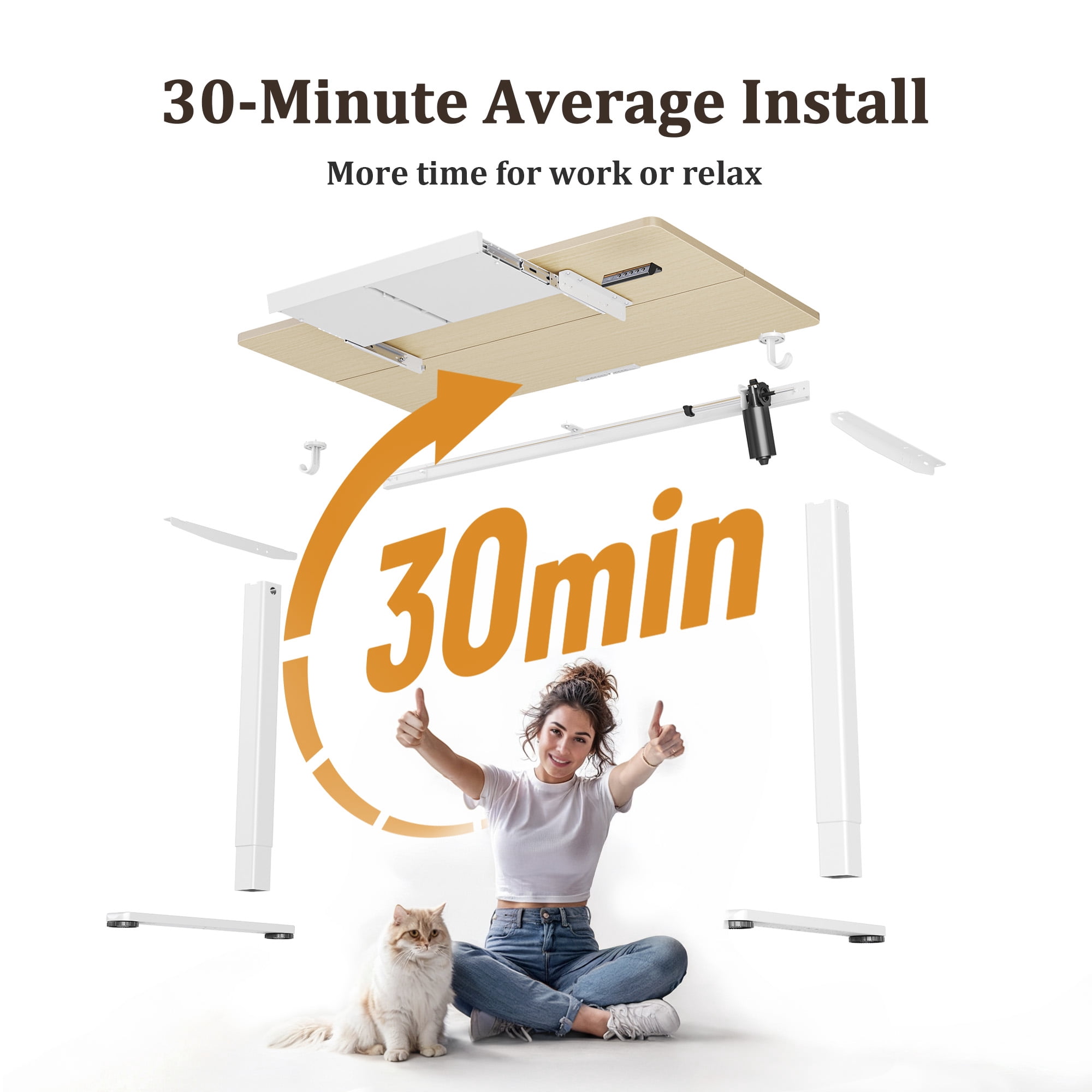 INNOVAR Adjustable Standing Desk with Drawers, 55x24 inch Electric Stand up Adjust Height Sit Stand Desk with Storage Home Office Computer Table Workstation with Power Lifting, Natural