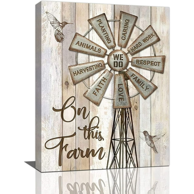 Farmhouse Windmill Wall Art Rustic Country Windmill Hummingbird Pictures Wall Decor On This Farm