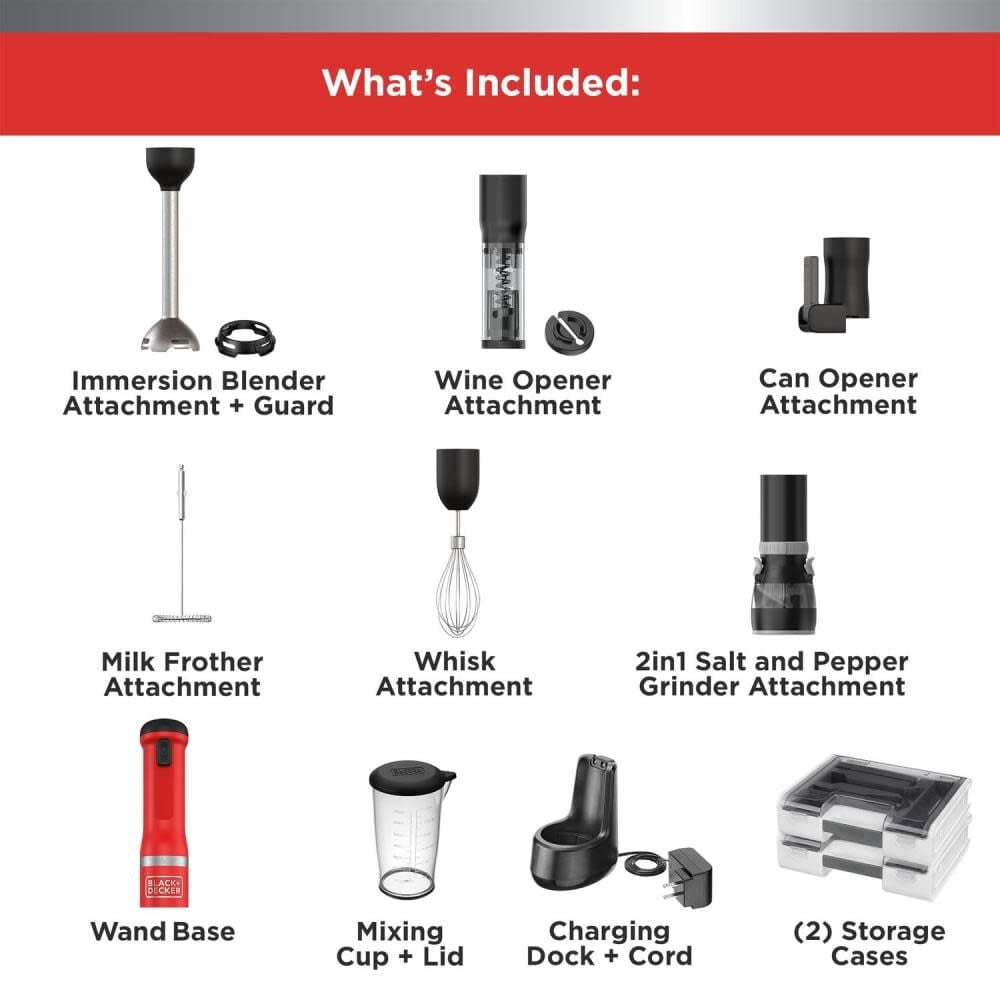 Black And Decker Kitchen Wand Cordless 6 In 1 Kitchen Multi Tool Red