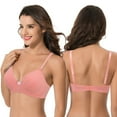 thumbnail image 6 of Curve Muse Women's Plus Size Cotton Unlined Balconette Underwire Bras-2 Pack-Cream/Coral/Yellow,Coral-34D, 6 of 7