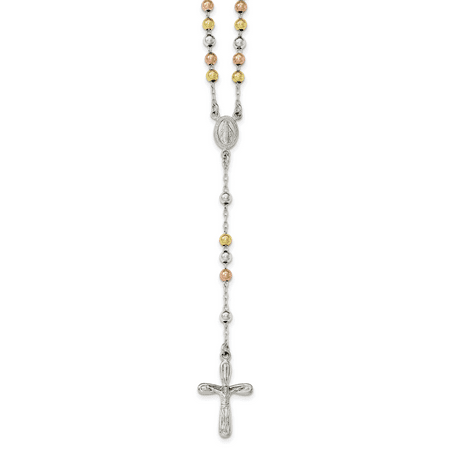 White Jesus Crucifix - 925 Sterling Silver White Rose Yellow Rosary Chain Necklace Pendant Charm Cross Crucifix Gifts For Women For Her