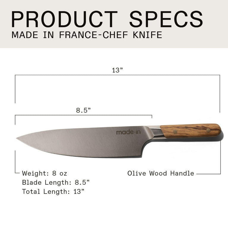 Made In Cookware - 8 Chef Knife France - Full Tang With  Truffle Black Handle: Home & Kitchen