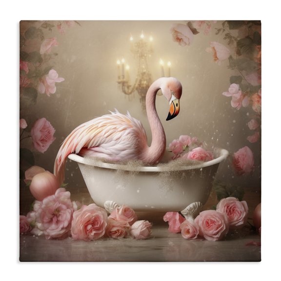 Stupell Industries Glam Flamingo in Rose Filled Tub Canvas Art, 24 x 24, by Lazar Studio