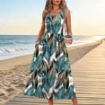 thumbnail image 2 of DHFJKG Summer Dresses Women Beach Boho Sleeveless Long Dress Scoop Neck Floral Printed Maxi Dress Flowy A Line Vacation Clothes Stylish Dresses, 2 of 4