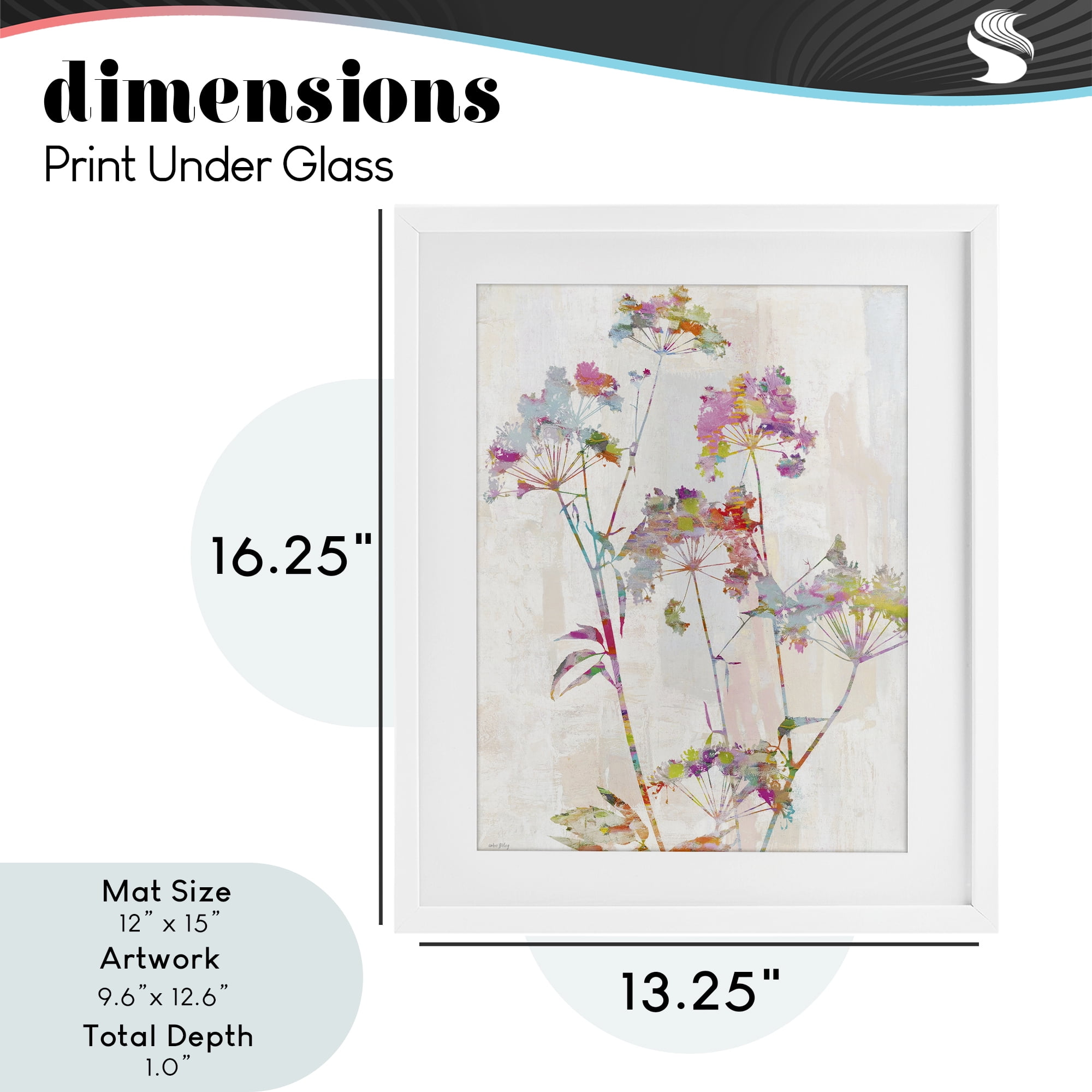 Kaleidoscopic Delicate Herbs White Framed Print Under Glass, design by Amber Sterling