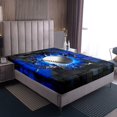 thumbnail image 4 of Erosebridal Baseball Sheet Set King,Gradient Geometric King Sheet Sets,Blue Black, 4 of 7