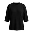 thumbnail image 4 of Sheghy 3/4 Length Sleeve Womens Tops Solid Round Neck Everyday Fashionable Tee Top Black S, 4 of 4