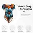 thumbnail image 5 of Picia Colorful Blooming Flowers Womens One Piece Swimsuits Modest Tummy Control Bathing Suits Lace Up Slimming Swim Suit-XX-Large, 5 of 9