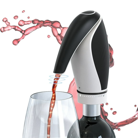 AIDUCHO Electric Wine Aerator, Rechargeable Wine Dispenser Pump, Automatic Wine Pourer, Portable One Touch Wine Decanter and Dispenser for Travel,Gifts for Dad and Wine Lovers(Black White)
