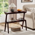 thumbnail image 4 of Tribesigns 2-Tier End Table, Solid Wood Side Table with Storage Shelf, Farmhouse Slim Sofa End Table for Living Room, Bedroom (2PCS, Burgundy), 4 of 5