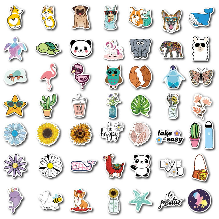 100Pcs Cute Animal Stickers, Kids Waterproof Stickers Aesthetic Vinyl  Stickers for Water Bottle,Laptop,Phone,Skateboard Stickers for Teens Girls  Kids