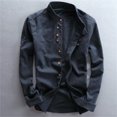 thumbnail image 2 of XDZJLR T-Shirts pour Hommes Mode Couleur Unie Col Montant Manches Longues Coupe Ajustée Tee, 2 of 6