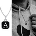 thumbnail image 1 of . A-Z Initial Letters Men Necklaces  Geometric Pendant with Box Cuban Rope Chain  Stainless Steel Square Simple Collar, 1 of 7