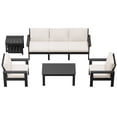 thumbnail image 6 of FUNDAZE Oversize 5 Pieces Patio Furniture Sets, Waterproof HDPE Frame Outdoor Conversation Sets Perfect for Patio, Poolside & Backyard, Black Frame with Khaki Cushion, 6 of 11