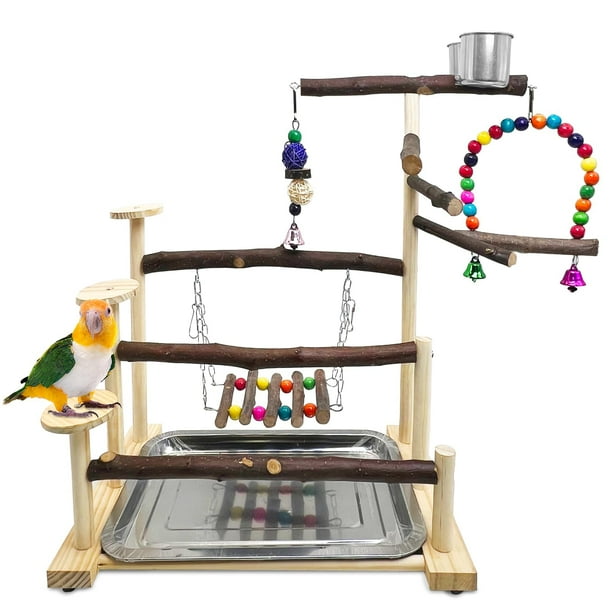 Soporte para parque infantil Kathson Wood Bird con escalera y columpio, 37 x 24 x 43 cm