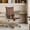Brown, variant on MOJAY Faux Leather Home Office Desk Chair, Mid-Century Inspired Adjustable Swivel Comfy Upholstered Executive Desk Chair with Gold Legs and Armrests (Camel, Standard)