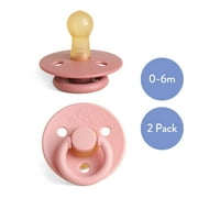 Itzy Ritzy Natural Rubber Infant Pacifiers; for Ages 0 - 6 Months; 2-Pack of Blossom & Rosewood