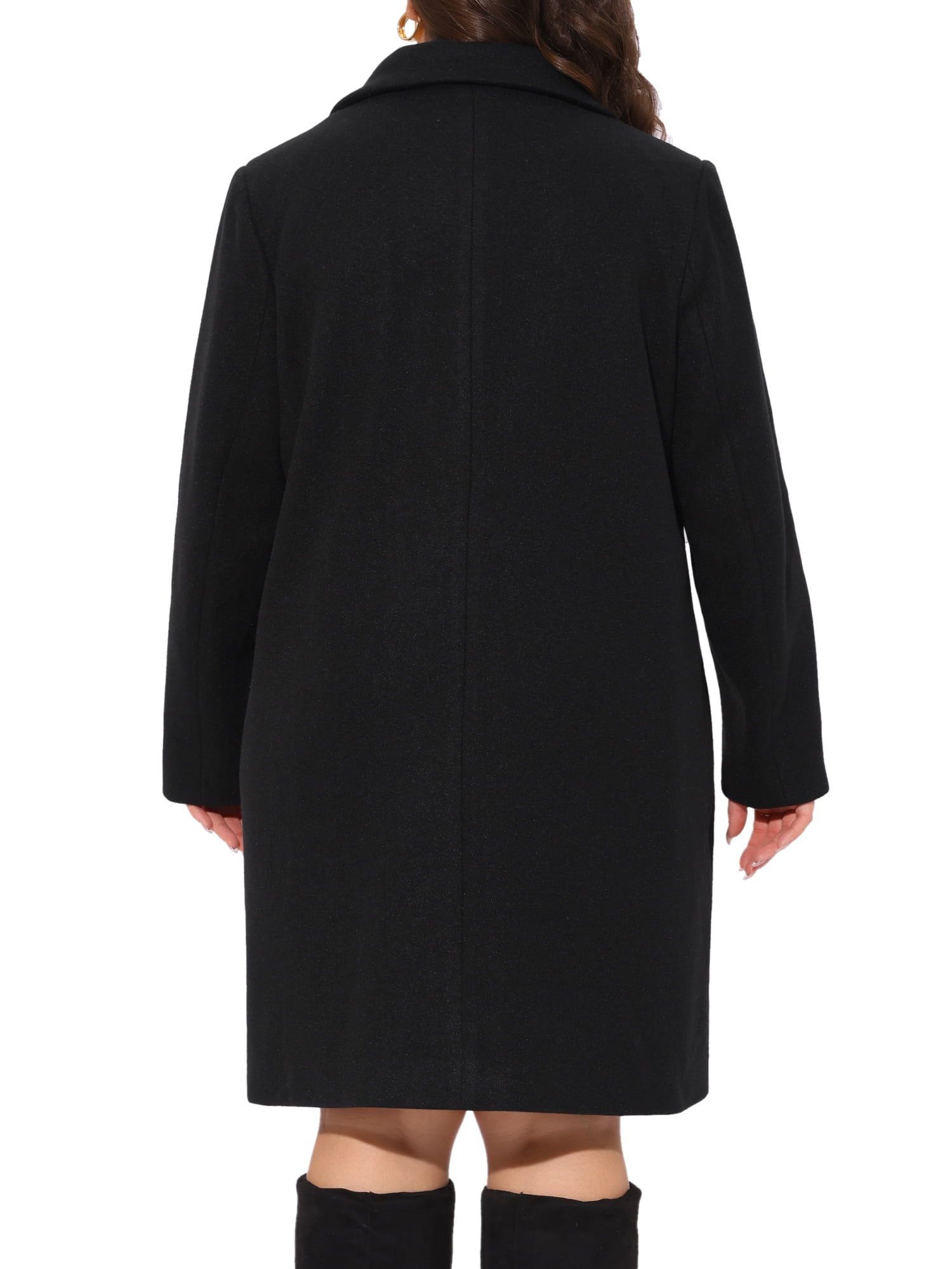 DARING DIVA Women's Plus Size Mid Length Notch Lapel Pea Coat 4X Black