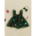 thumbnail image 5 of Spewahor Infant Baby Girls Christmas Rompers Dress 0 3 6 9 12 18 Months Bobbles Bells Decor Mesh Skirts Hem Sleeveless Bodysuits with Headband, 5 of 9