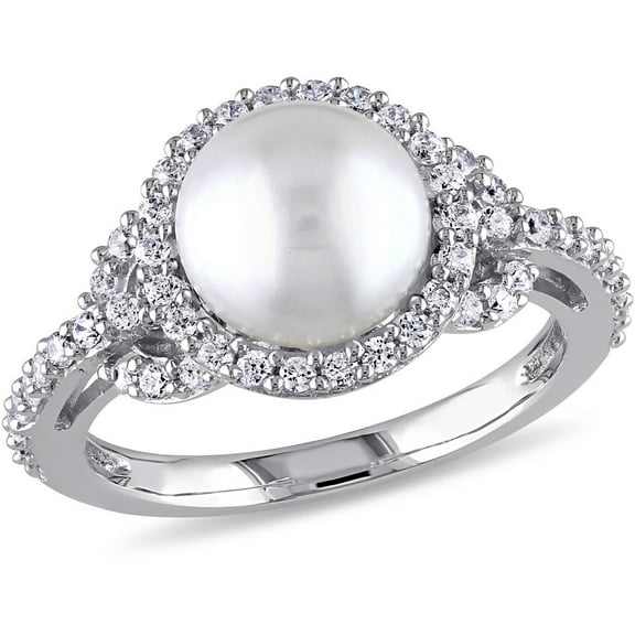 Everly Women's Cubic Zirconia and Cultured Pearl Sterling Silver Ring