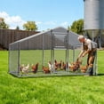 thumbnail image 4 of WUKHG Large Walk-in Chicken Coop - Metal Enclose Chicken Coops with Roof, Outdoor Cage Dog Kennel, Predator Protection for Backyard Animals, 9.8x6.5x6.4ft, 4 of 12