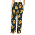 thumbnail image 3 of Balery Blue Striped Sunflower A print Women's Pajama Pants,Ultra Lightweight Pjs,Lounge Pant-Medium, 3 of 9