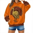 thumbnail image 4 of Women's Thanksgiving Hoodies Cute Turkey Graphic Pullover Sweatshirt Trendy Casual Long Sleeve Holiday Tops, 4 of 7
