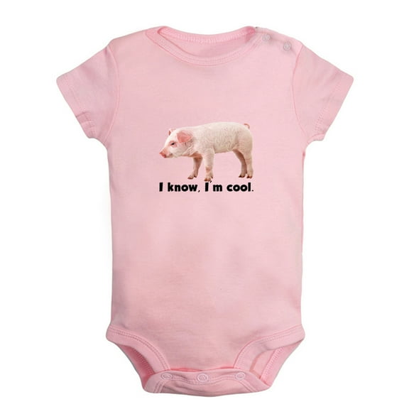 I Know I'm Cool Funny Rompers For Babies, Animal Pig Pattern Jumpsuits, Newborn Baby Unisex Bodysuits, Infant Jumpsuits, Toddler 0-24 Months Kids One-Piece Oufits