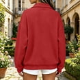 thumbnail image 5 of Waffle Full Zip Up Sweatshirt Women No Hood - Oversized Loose Casual Long Sleeve Collared Jacket 2026 Fall Winter Clothes, Red, L, 5 of 5