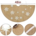 thumbnail image 2 of 48 Inches Christmas Tree Skirt, Natural Burlap with Brown Color. Jute Hessian Material with Hand-Sewn White Laces and Snow Flakes Decoration. Cozy and Perfect for Displaying Presents. (48" Burlap), 2 of 7