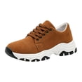 thumbnail image 5 of HEWUQI Women's Leather Slip on Fashion Lace up Tennis Sneakers Road Running Athletic Gym Lightweight Jogging Hiking Shoes Brown Size 9, 5 of 5