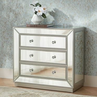Studio 55D Trevi 32" Wide Mirrored Silver 3-Drawer Accent Chest