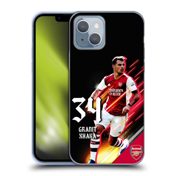 Head Case Designs Officially Licensed Arsenal FC 2021/22 First Team Granit Xhaka Soft Gel Case Compatible with Apple iPhone 14