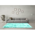 thumbnail image 3 of Ahgly Company Machine Washable Indoor Rectangle Solid Turquoise Blue Modern Area Rugs, 4' x 6', 3 of 4
