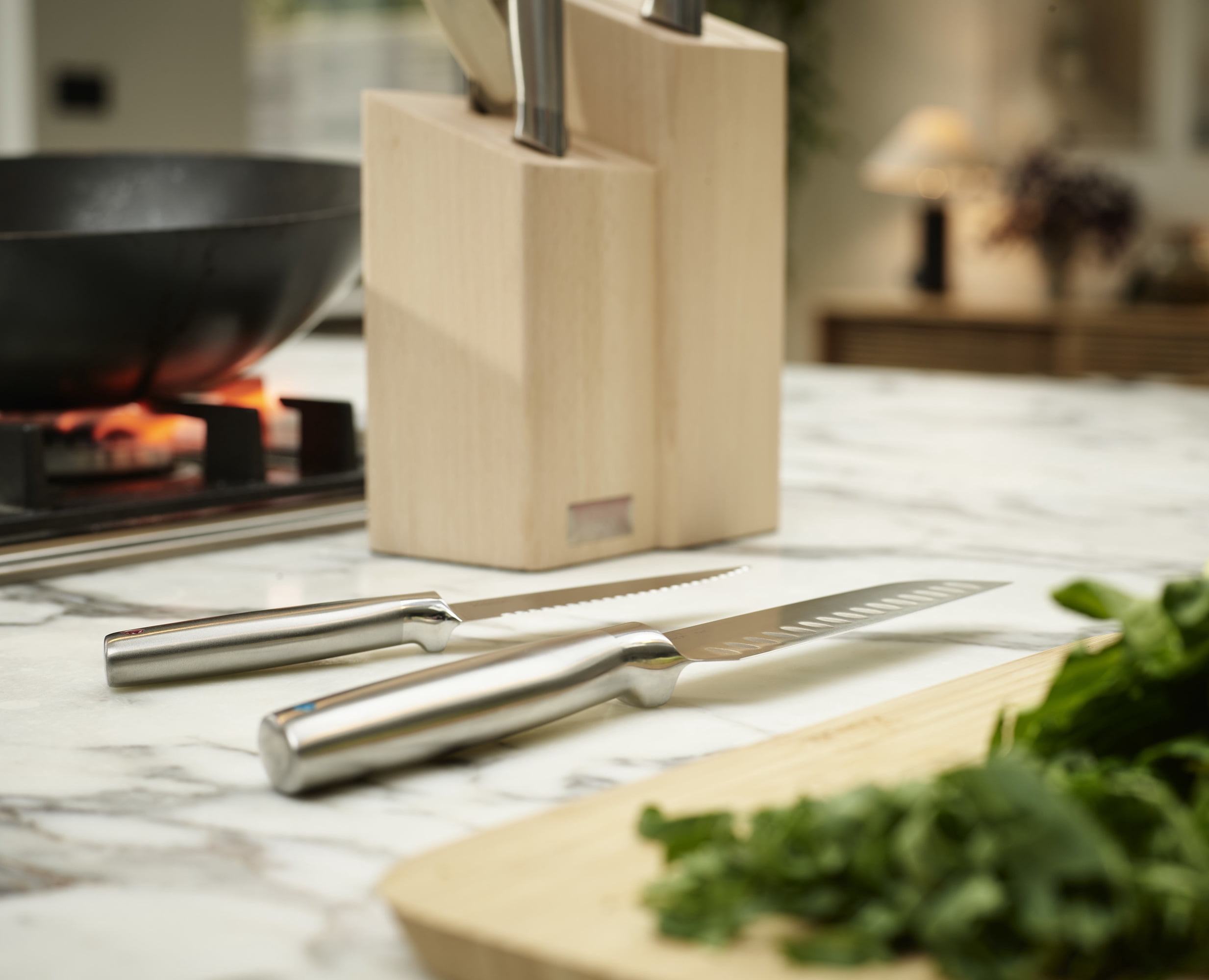 Joseph Joseph Elevate Fusion 5-piece Knife & Scissor Set with Beechwood Block