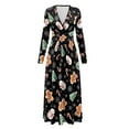 thumbnail image 5 of FKELYI Womens Long Sleeve Maxi Dress Soft V-neck Casual Dress with Pocket Gingerbread Man Snowflake Snowman Print Fall Dresses for Spring Winter, 2XL, 5 of 6